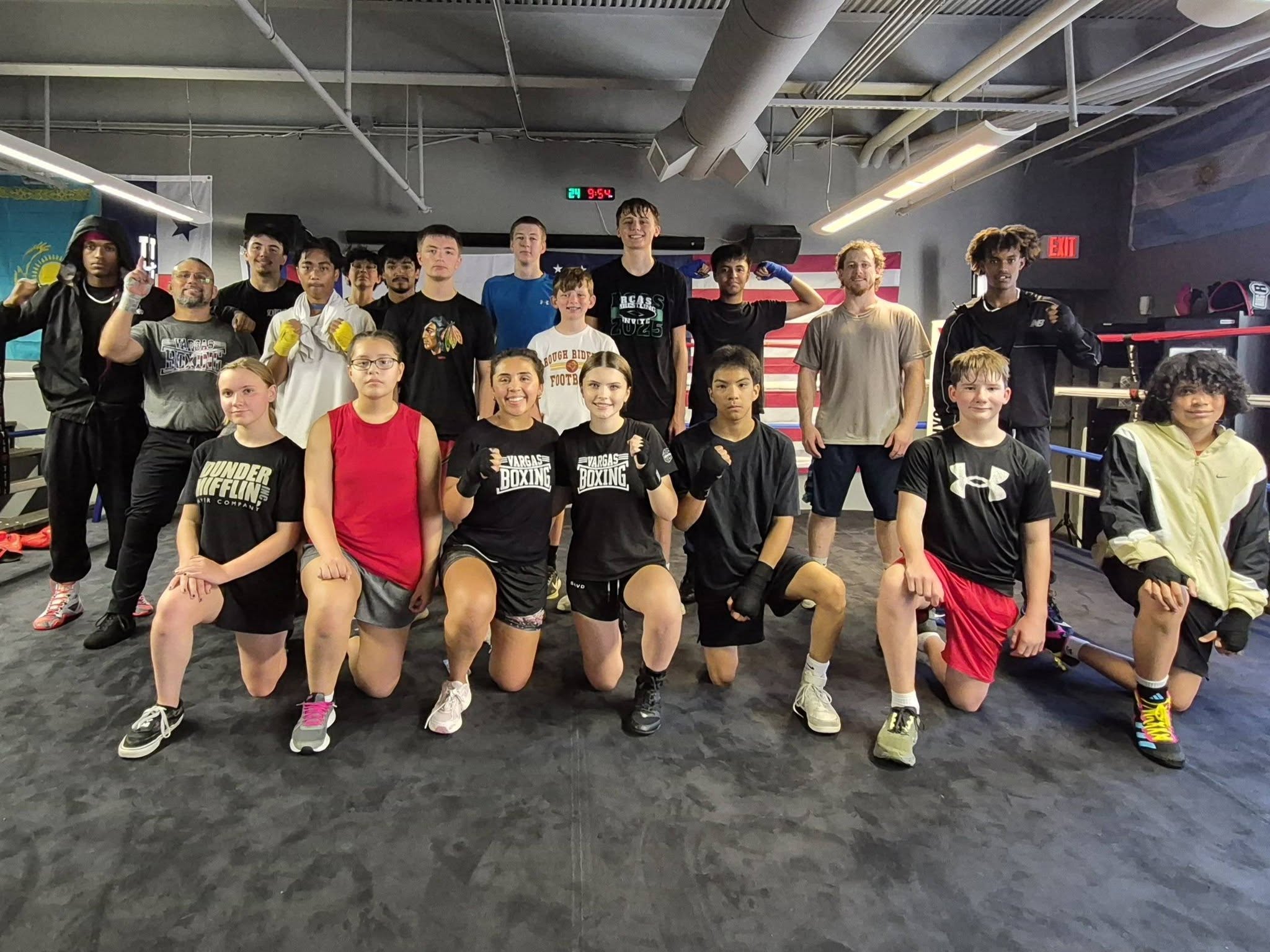 Kids, teens and adults gathered together in the Vargas Boxing gym